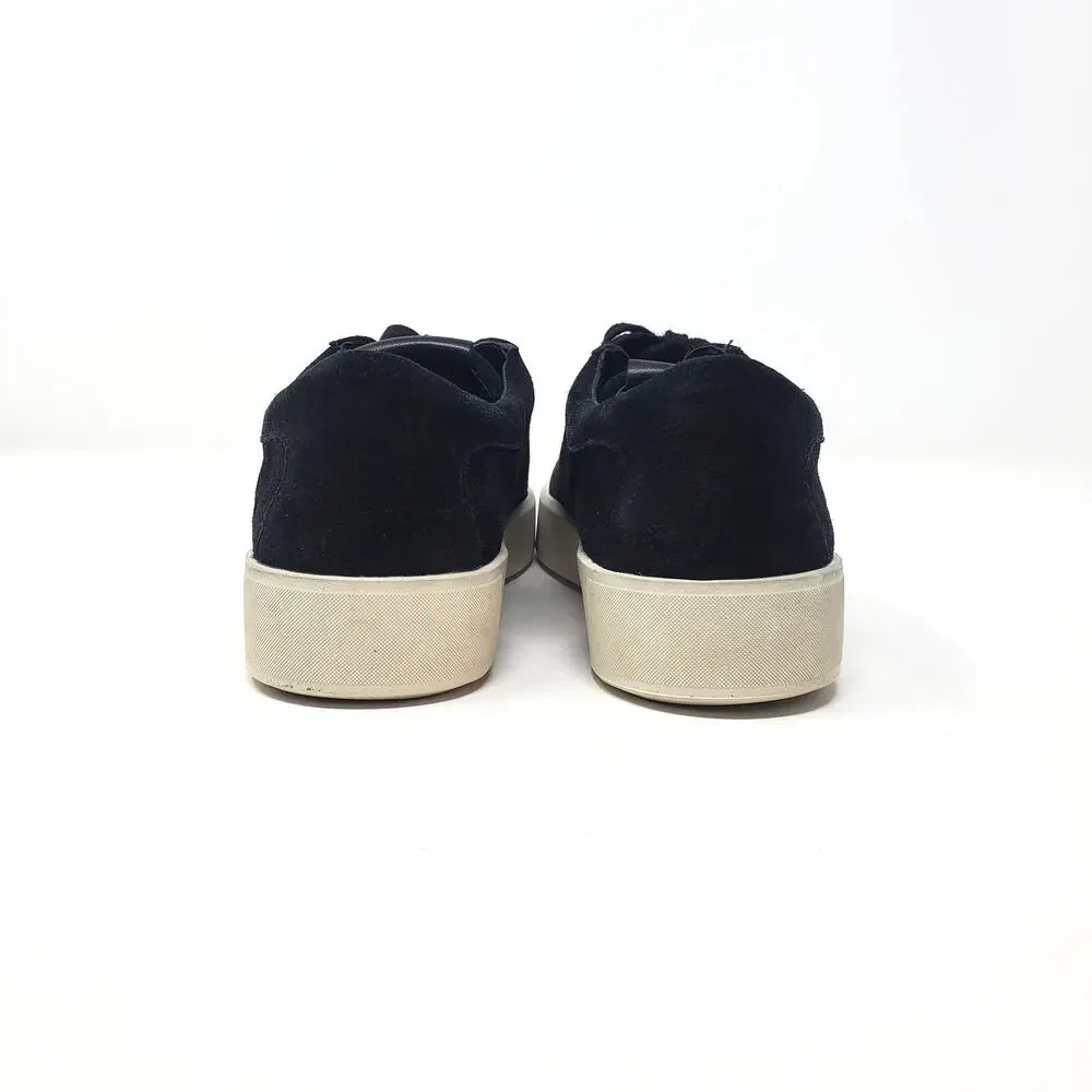 Vince Gabi Lace Up Sneakers Fashion Shoes Black Suede Leather Casual Size US 6.5